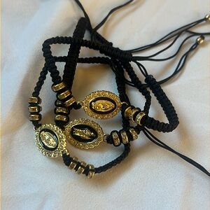 NEW Religious Tie Adjustable Bracelet Girls Womens Accessories Gold Cross Gem